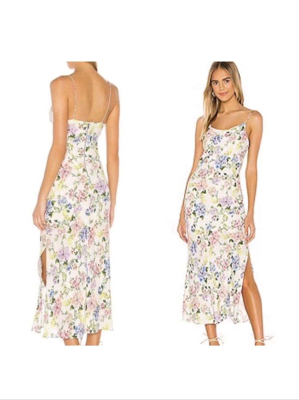 Alice + Olivia Harmony Slip Dress in White Floral Print Sz 12